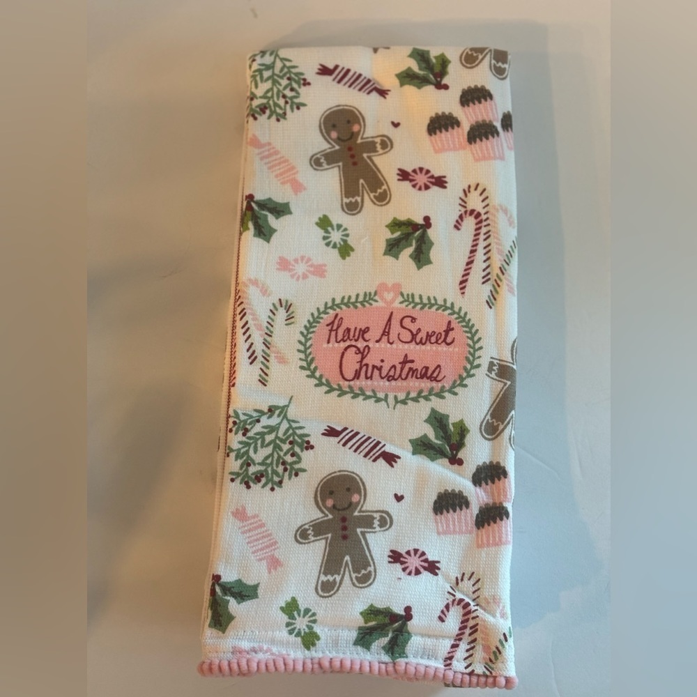 Gingerbread Shabby Chick Set of 3 kitchen towels Have A Sweet Christmas - Picture 1 of 4
